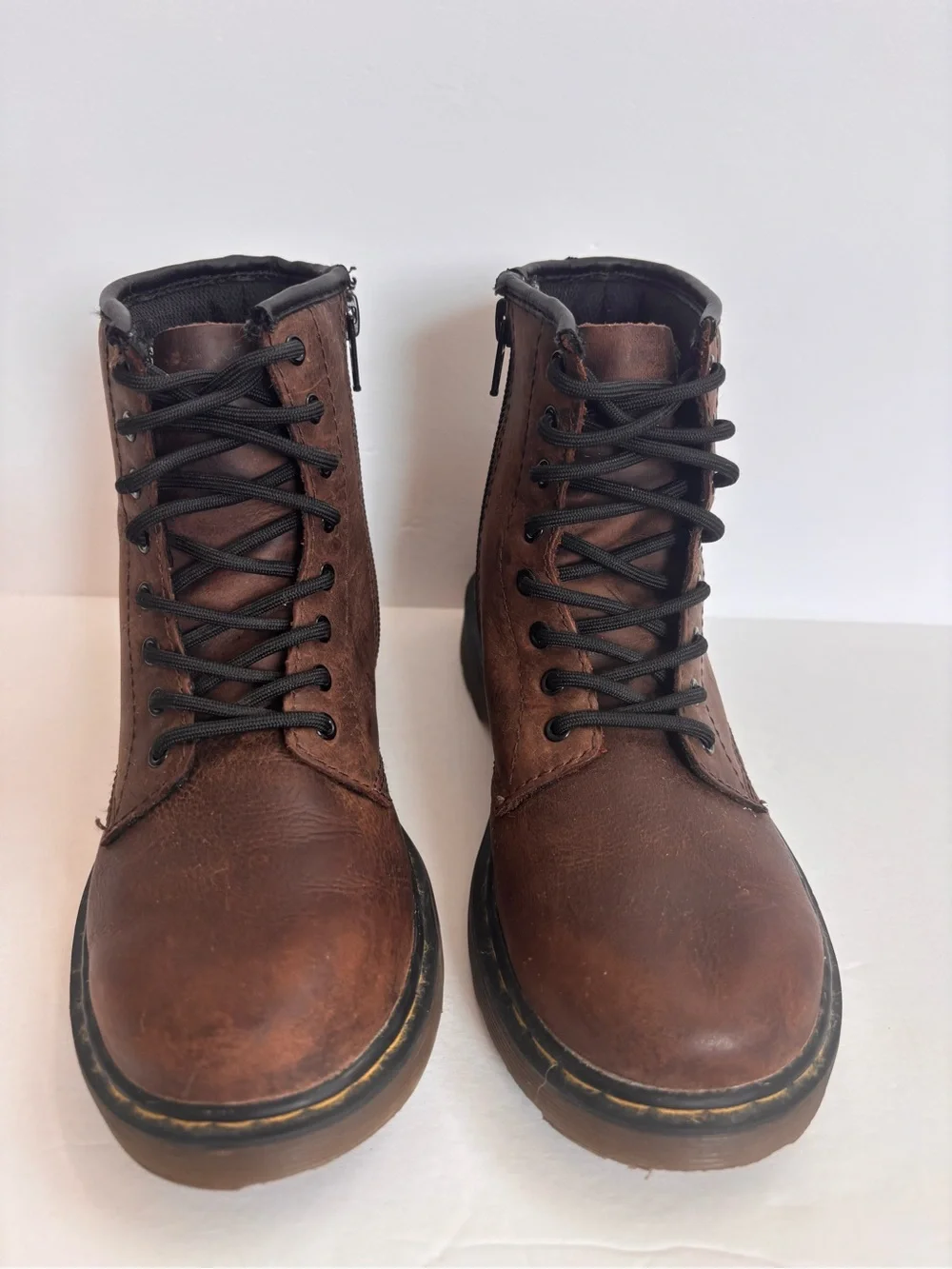 Dr. Martens Delaney Brown Leather Lace Up Boots Child 3